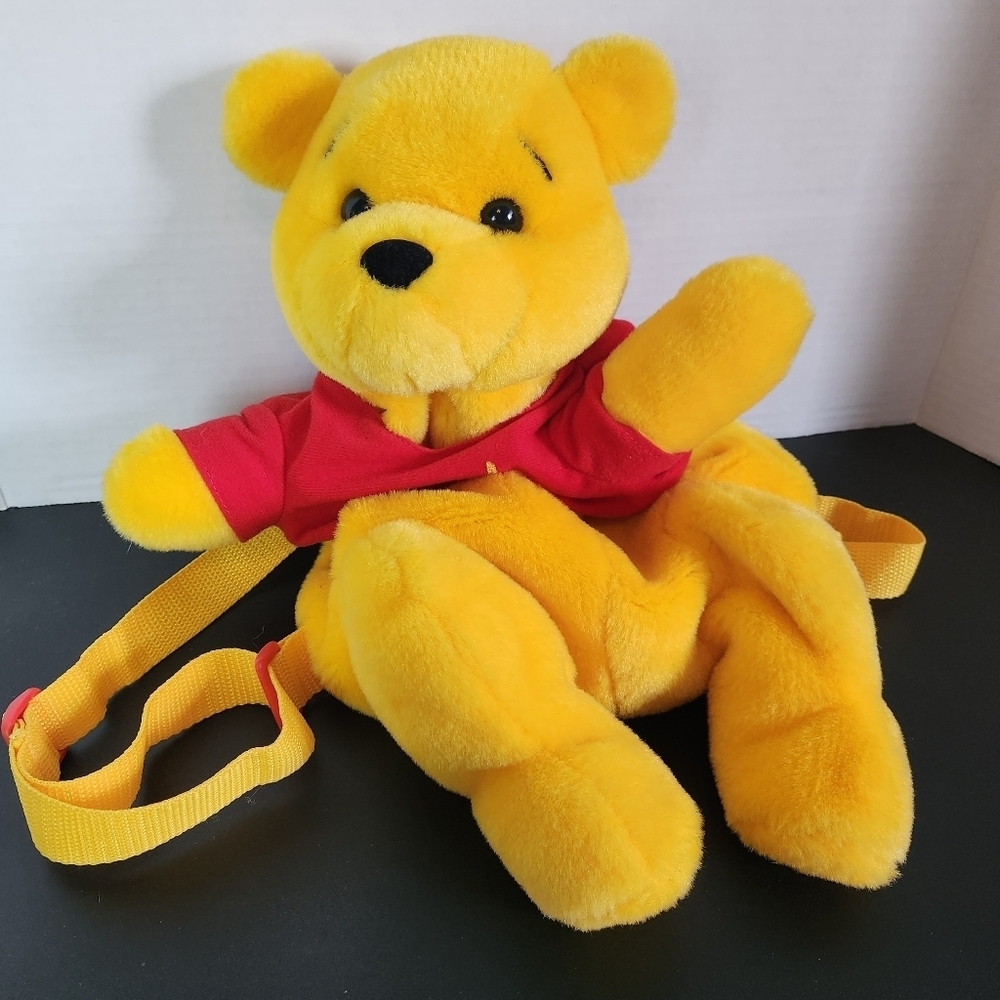 Vintage Winnie the Pooh Bear Plush Yellow Backpack
